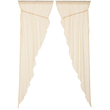 Tobacco Cloth Natural Prairie Long Panel Curtain Fringed Set of 2 84x36x18 VHC Brands - The Fox Decor